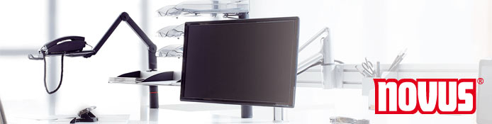 Novus Arbeitsplatzorganisation - Schreibtisch mit Ablagen, Halter, Trennwand