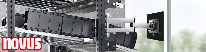 Tablethalterung für Aluprofile von Novus, neigbar und schwenkbar