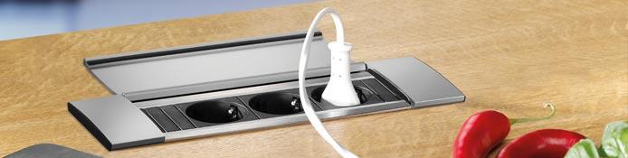 Bachmann POWER FRAME Tischanschlussfeld Einbau Steckdosenleiste