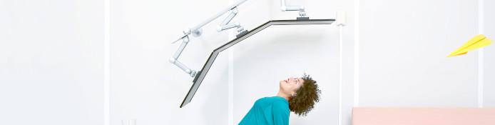 Deckenhalterung für 3 Monitore / 3-fach Monitorhalterung / 3er Halterung