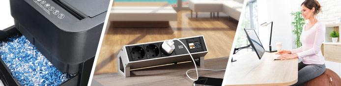 Zubehör – Steckdosenleisten, Kabelwannen, PC Halter, Aktenvernichter