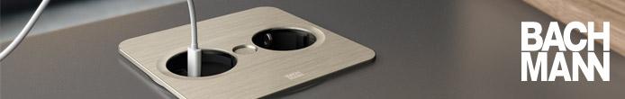 Einbausteckdose Bachmann TWIST 2 für Schreibtisch, Küche oder Arbeitsplatte