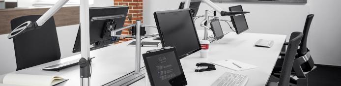 2-fach Monitorhalter für System-/ Organisationsschienen in Schreibtischen